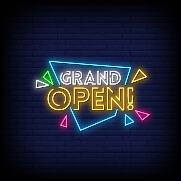 Premium Vector Grand Open Neon Signs Style Text