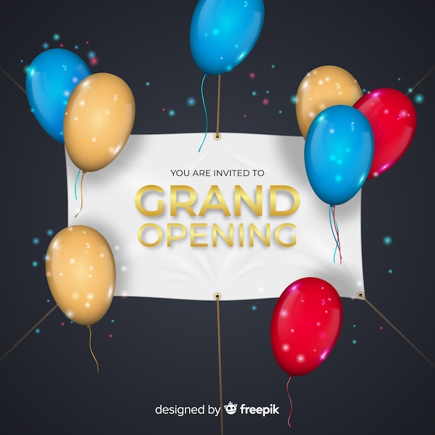Grand opening background with realistic banner Free Vector