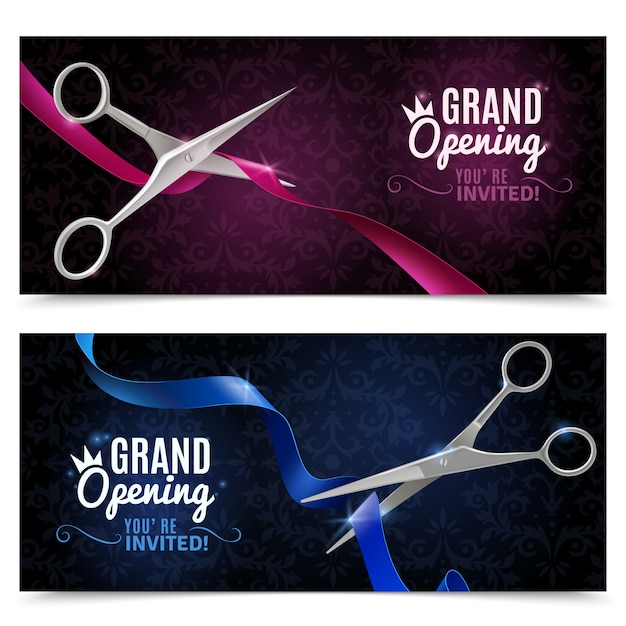 Grand opening banners set | Free Vector