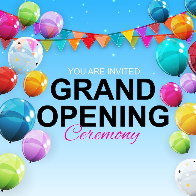 Premium Vector Grand Opening Card With Balloons