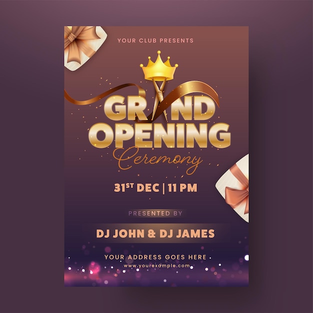 Premium Vector | Grand Opening Ceremony Flyer Design With Event Details