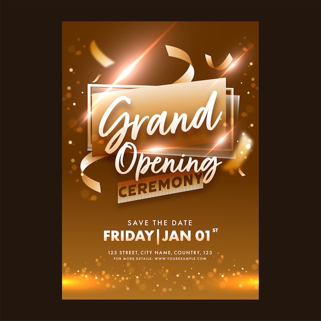 Premium Vector | Grand opening ceremony invitation or flyer design with