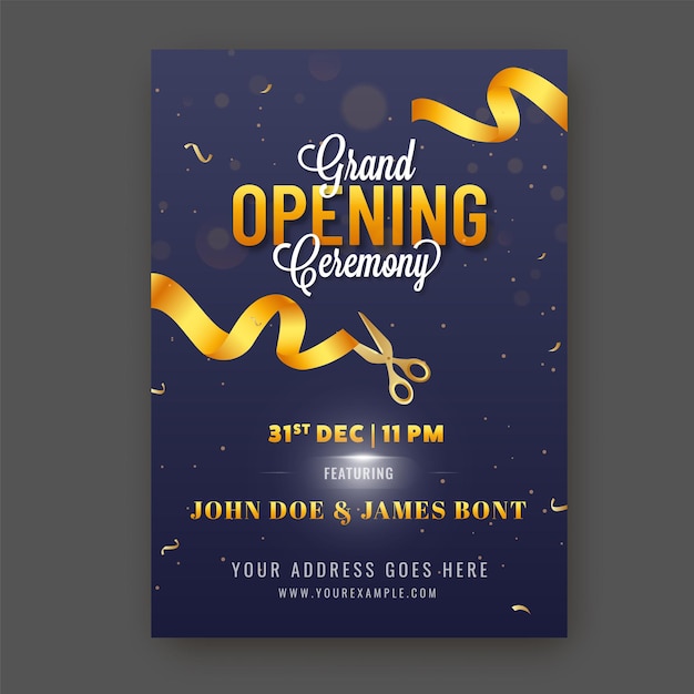 Premium Vector | Grand opening ceremony invitation template layout in