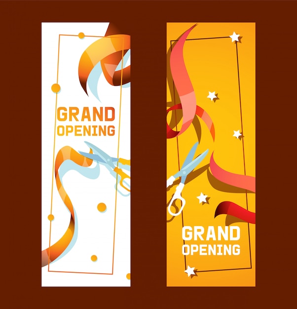 Premium Vector Grand Opening Of Shop Store Advertisement Set Of Banners Or Flyers