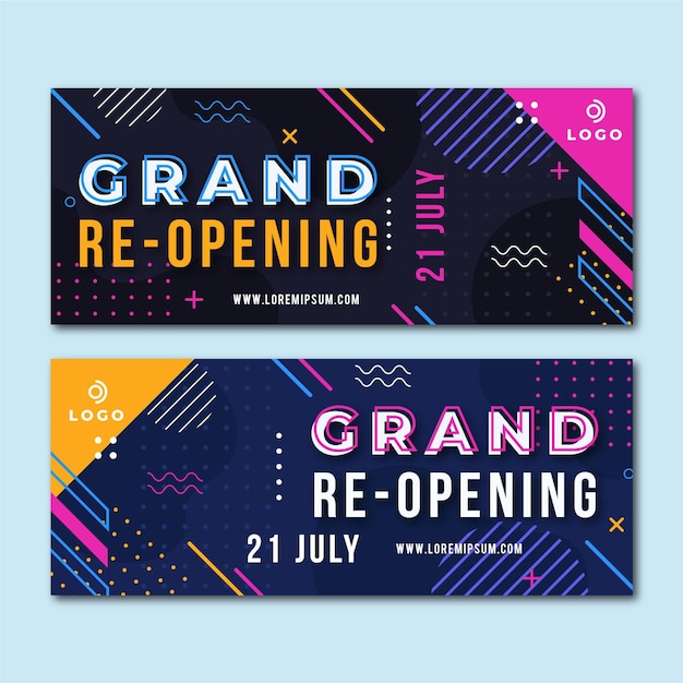 Free Vector | Grand re-opening banner set