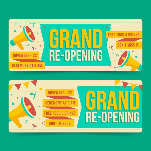 Premium Vector | Grand Re-opening Banner