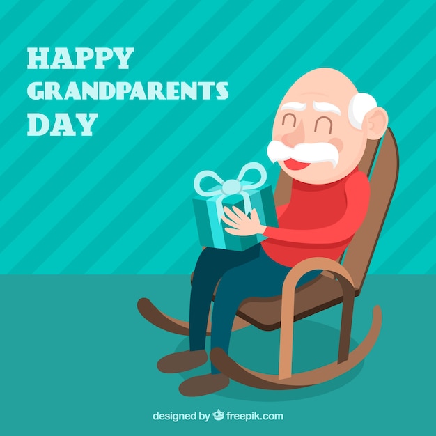 Free Vector | Grandfather background sitting with a gift