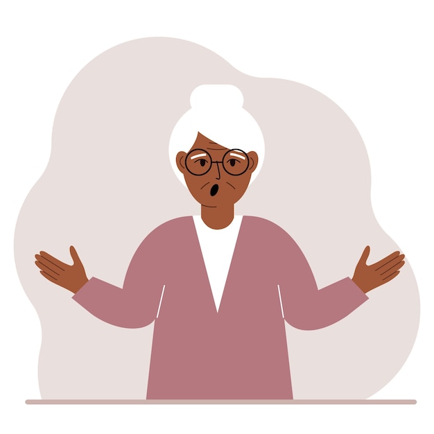 Premium Vector | Grandmother is screaming and upset. hands are spread ...