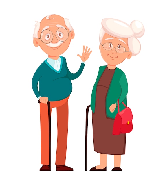 Premium Vector | Grandmother standing together with grandfather