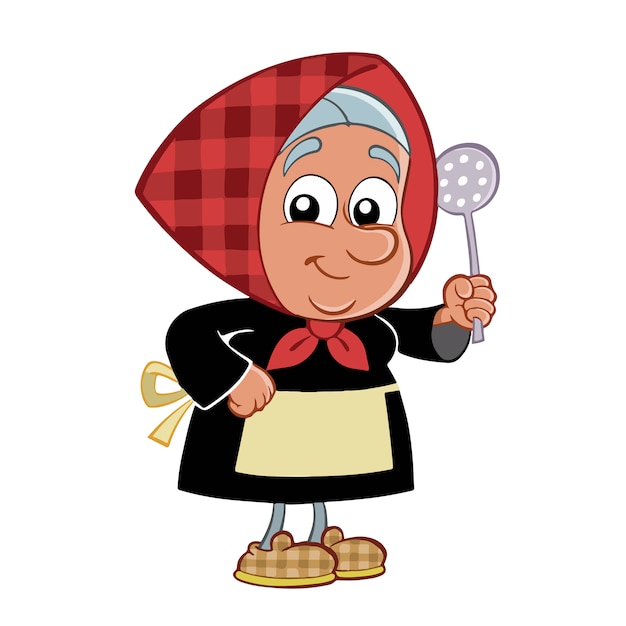 Premium Vector Grandmother With Kitchen Utensil 