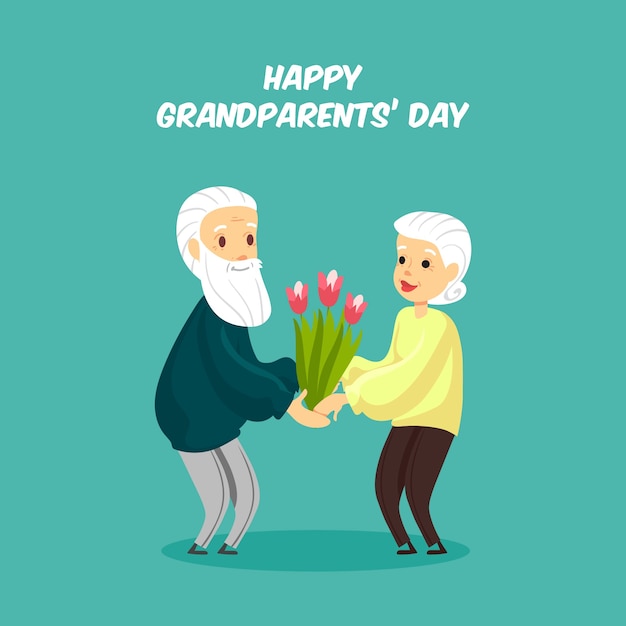 Download Free Vector | Grandparents day background in flat style
