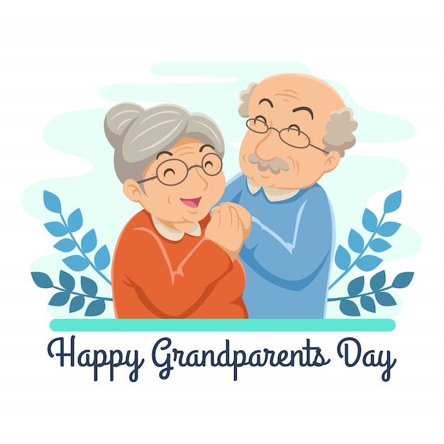 Download Premium Vector Grandparents Day Flat Design Illustration Grandpa And Grandma Hugging