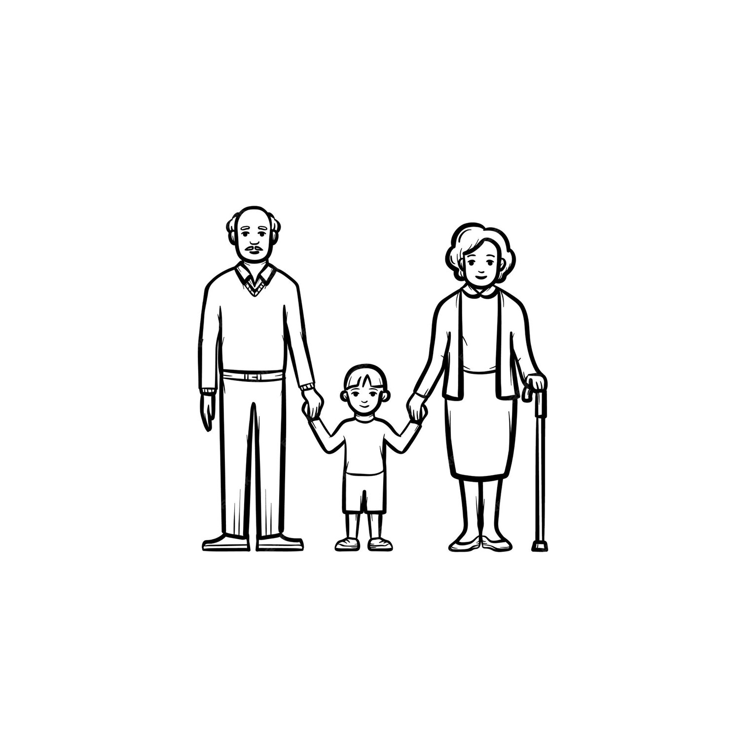 Premium Vector Grandparents And Grandson Hand Drawn Outline Doodle Icon