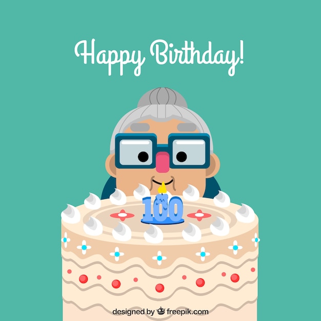 Granny background with cake and hundredth
birthday candle