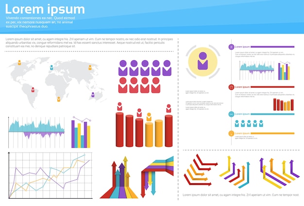 Graph set finance diagram infographic icon Premium Vector