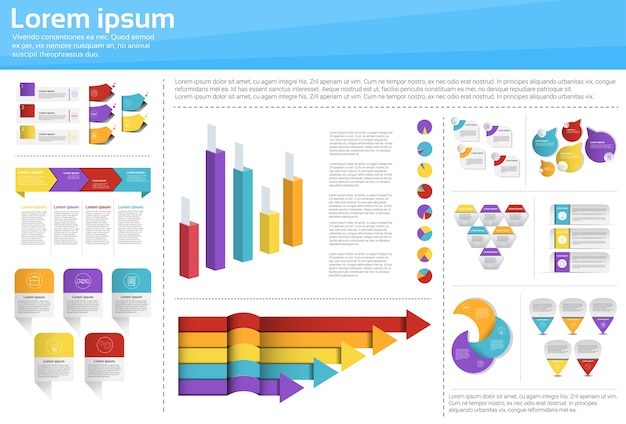 Graph set finance diagram Premium Vector