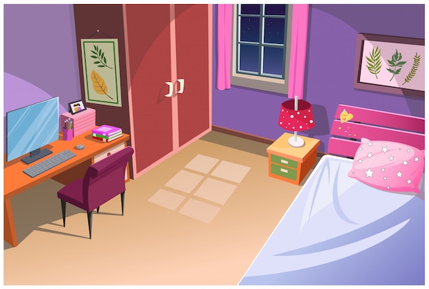 Cartoon Bedroom Picture : Cartoon Of A Bedroom Interior Royalty Free ...