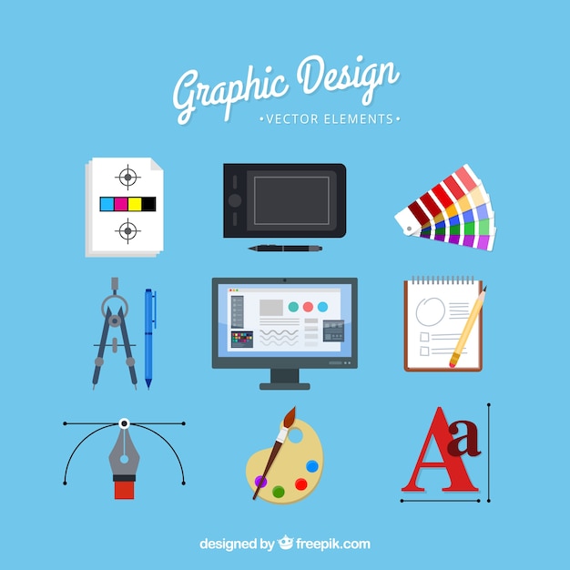 Graphic design elements collection in flat style Free Vector Graphic design elements collection in flat style Free Vector