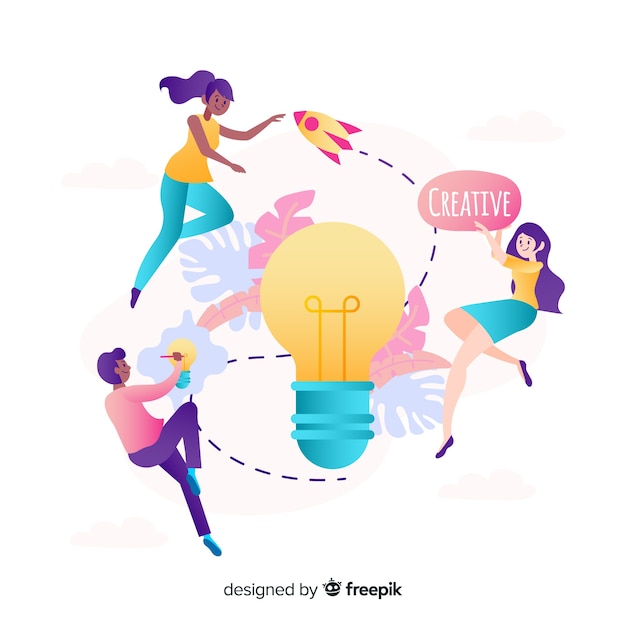 Graphic design teamwork concept Free Vector