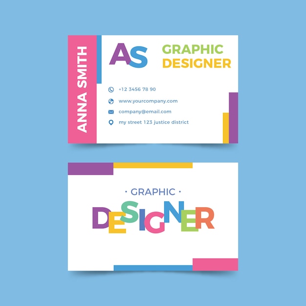 Free Vector Graphic Designer Business Card With Funny Template