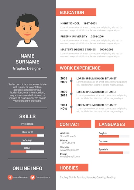 graphic designer resume template vector