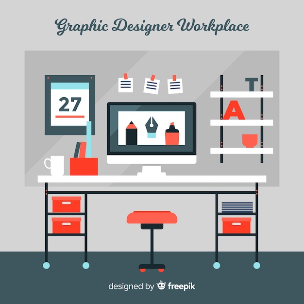 Free Vector Graphic designer workplace