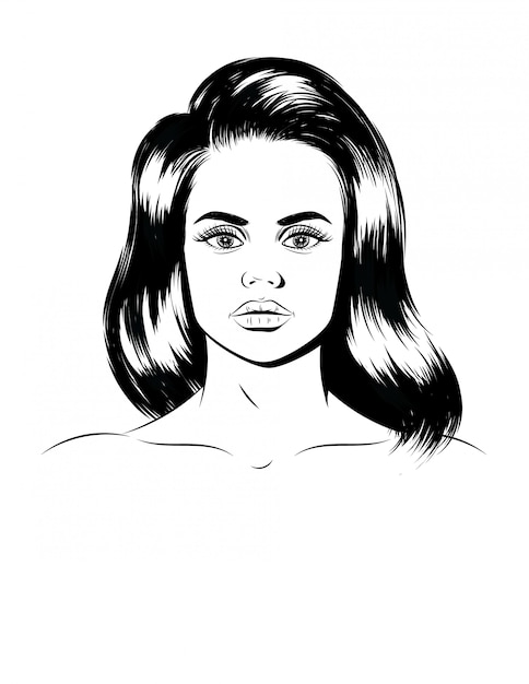 Download Graphic illustration of a female portrait. face of a ...