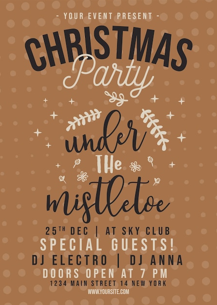Premium Vector | Graphic poster with christmas party inscription