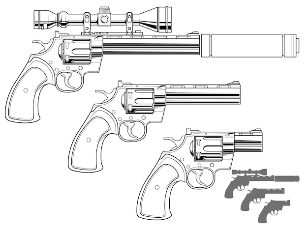 照準器付きグラフィックリボルバー プレミアムベクター