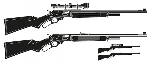 Premium Vector | Graphic shotgun rifle with optical sight