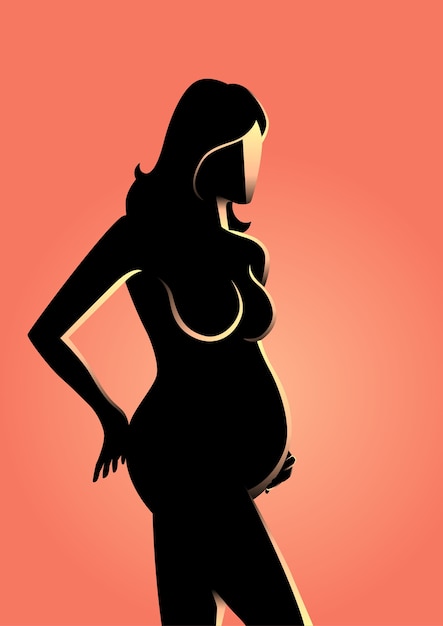 Download Graphic silhouette of a pregnant woman | Premium Vector