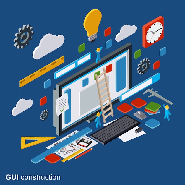 Graphic user interface construction Premium Vector