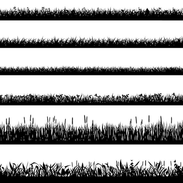 Download Grass border silhouettes. black grass silhouettes, natural ...