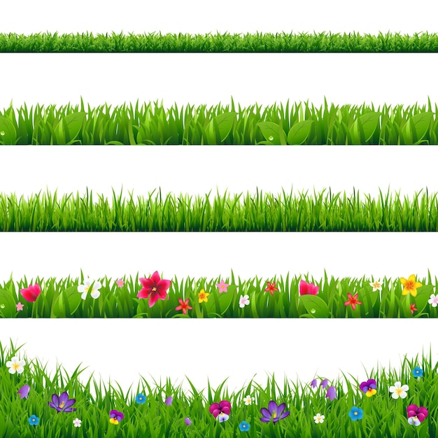 Premium Vector Grass Borders Set