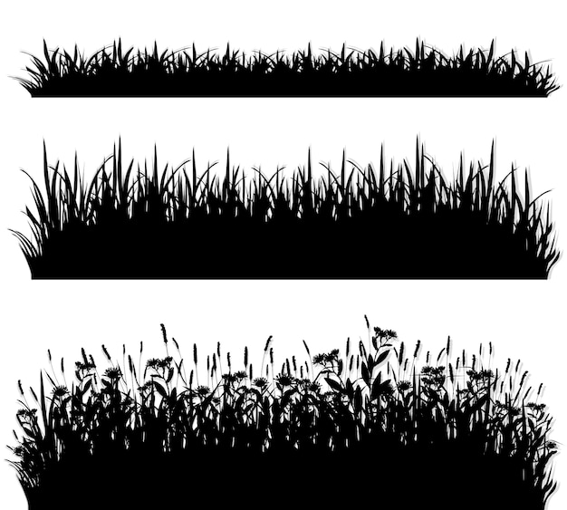 Download Grass borders silhouette set | Premium Vector