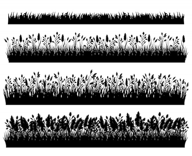 Download Grass silhouette borders set isolated | Premium Vector