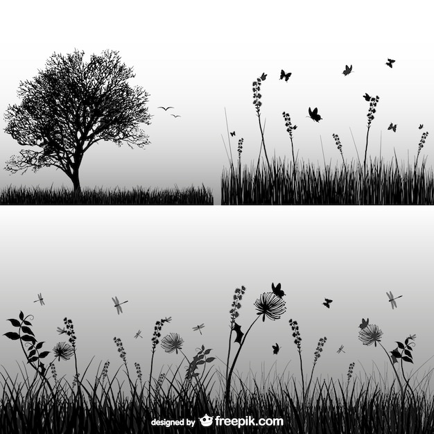 Download Free Vector | Grass silhouette