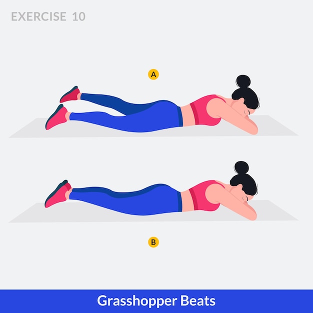 Premium Vector | Grasshopper beats exercise woman workout fitness ...