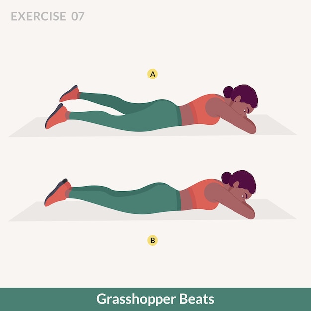 Premium Vector | Grasshopper beats exercise woman workout fitness ...