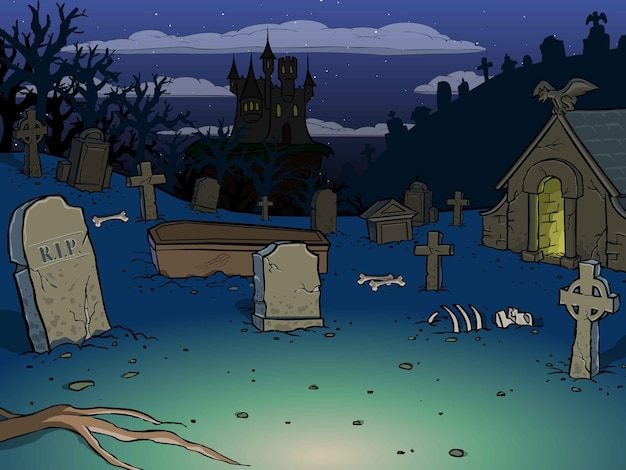 cartoon graveyard