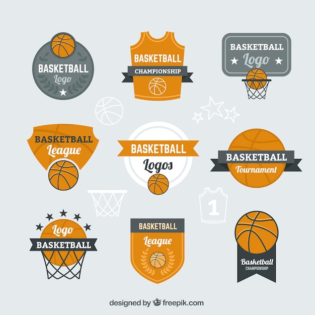 Gray and orange basketball logos