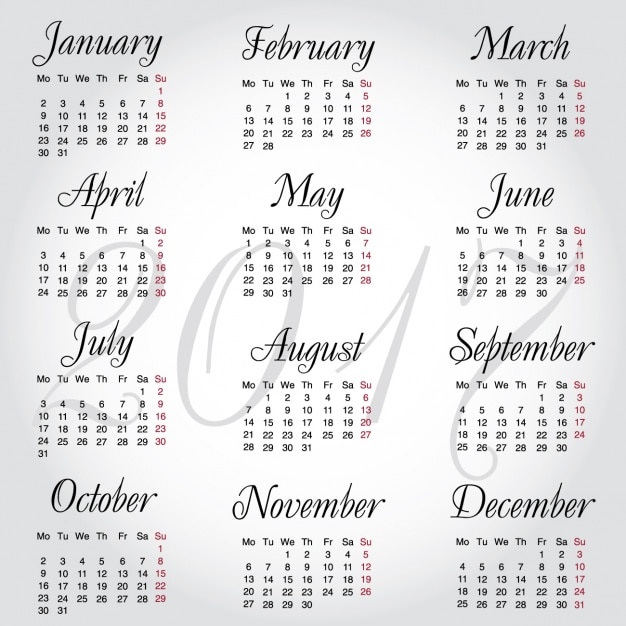 Gray calendar for 2017 Vector Free Download