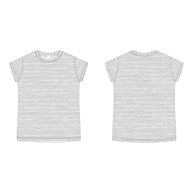 Download Gray melange t-shirt blank template. childrens technical sketch tee shirt isolated on white ...