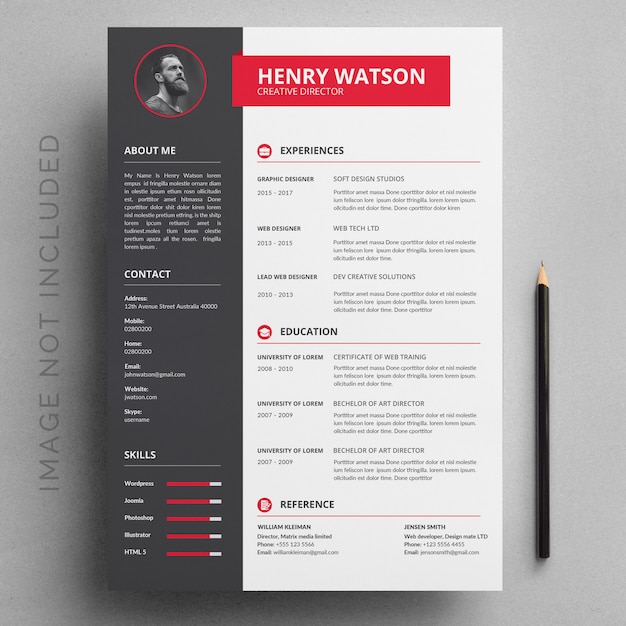Premium Vector Gray and red resume template