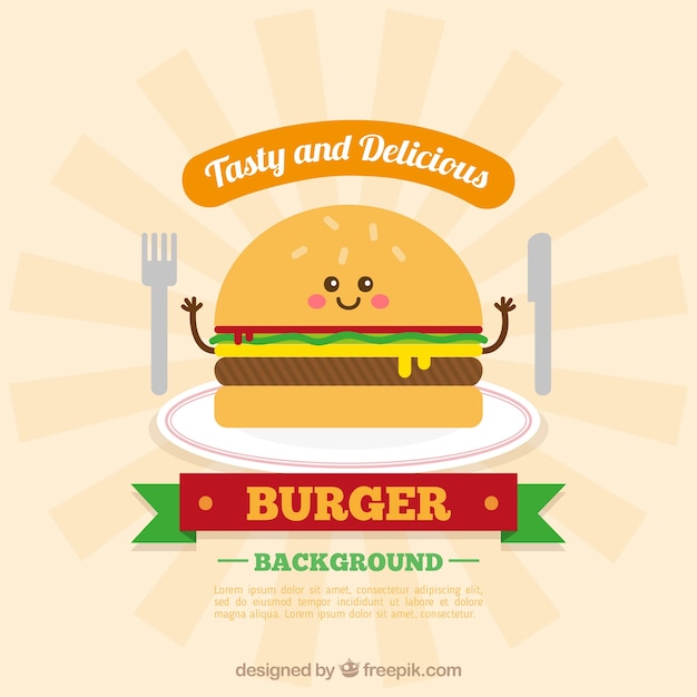 Free Vector Great Background With Burger Character