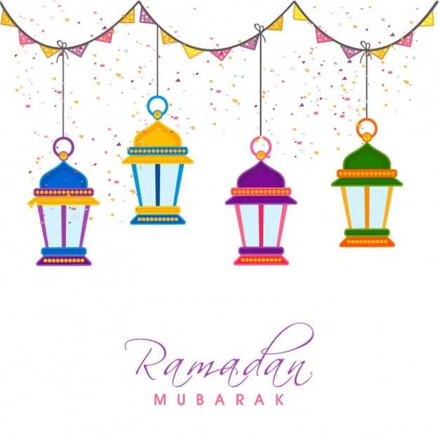 Great background with lanterns hanging for ramadan mubarak 