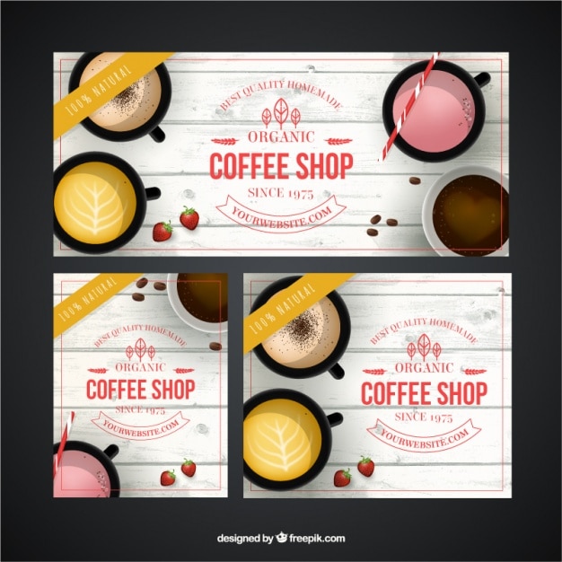 Free Vector | Great coffee shop banners