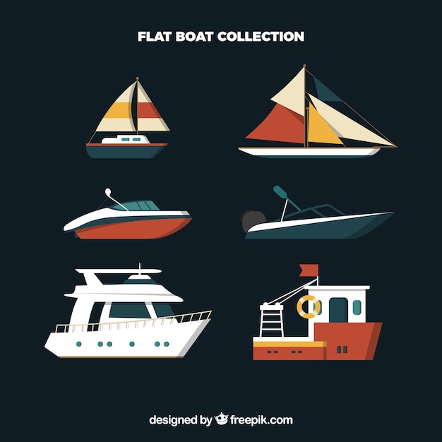 Premium Vector | Great collection of flat boats