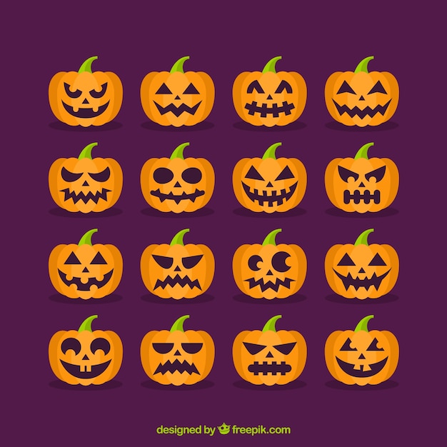 Great collection of creepy pumpkins Vector | Free Download