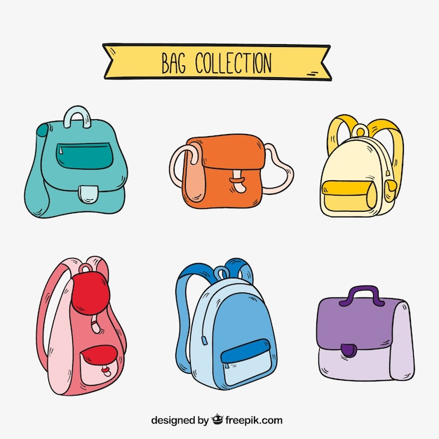 Great collection of different types of backpacks Vector | Free Download